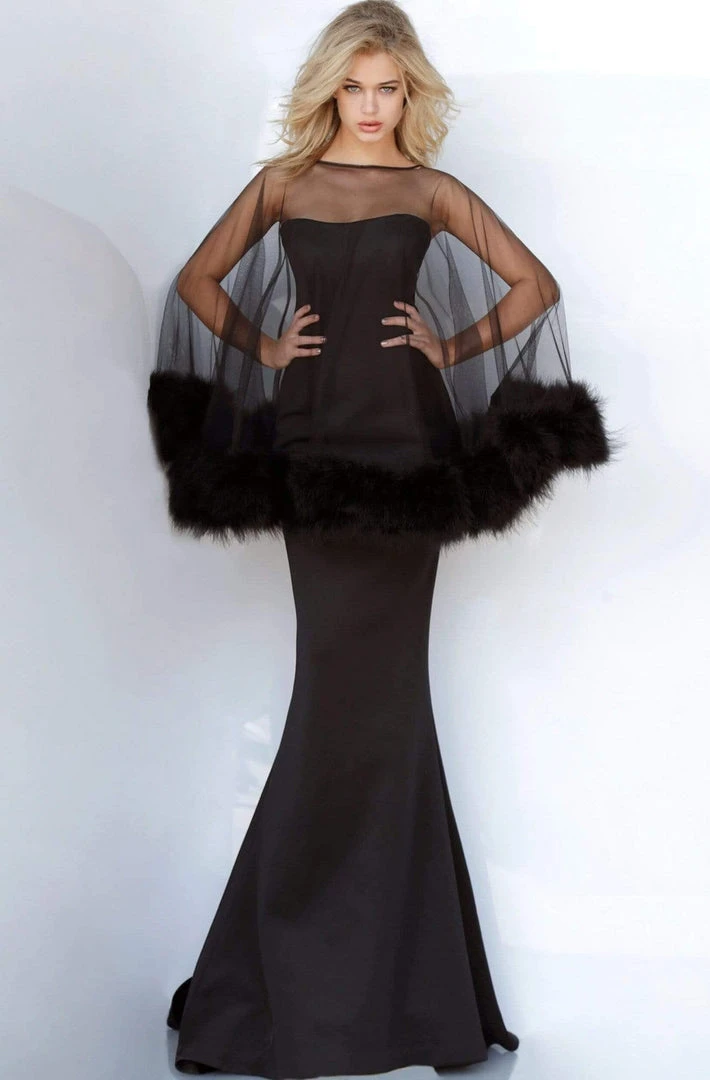 Jovani - 1142 Scoop Caped Trumpet Dress 3 Jovani - 1142 Scoop Caped Trumpet Dress