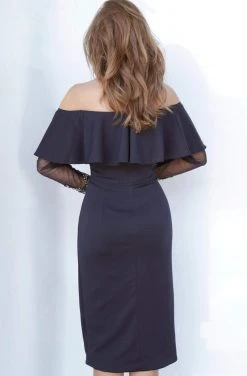 Jovani - 1155 Long Sleeve Off-Shoulder Sheath Dress