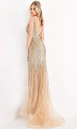 Jovani - 1162 Bead Embellished Plunging V Neck Gown
