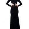 Jovani - 1459 Embellished Long Sleeve Trumpet Dress With Train