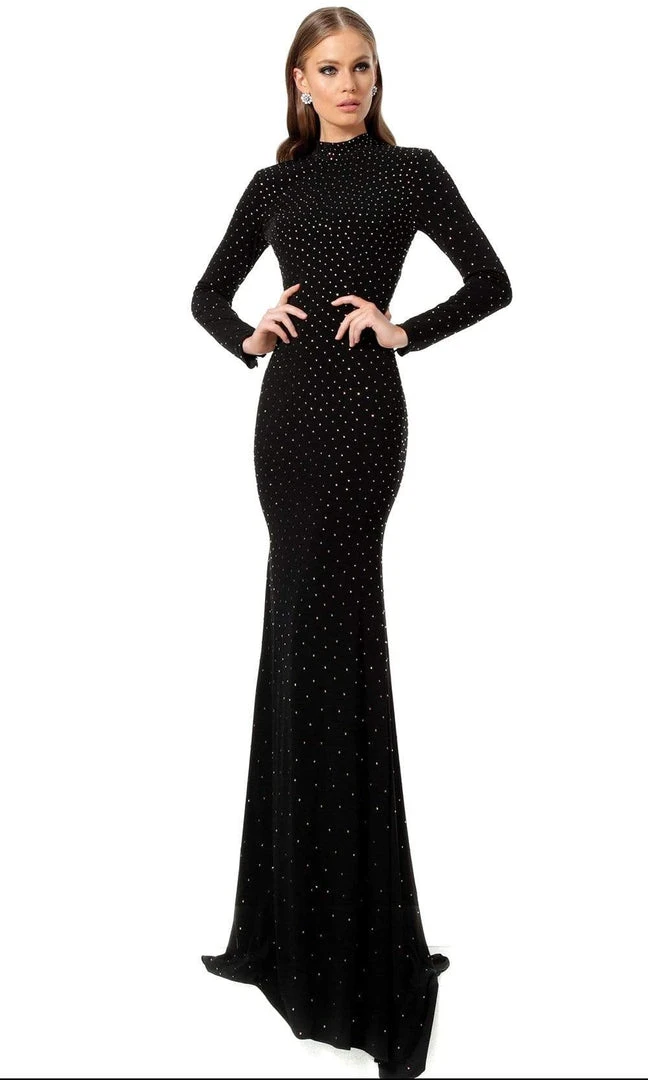 Jovani - 1459 Embellished Long Sleeve Trumpet Dress With Train 5 Jovani - 1459 Embellished Long Sleeve Trumpet Dress With Train