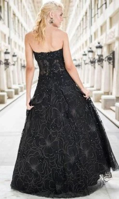 Jovani 14913 - Strapless Applique Corset Prom Dress