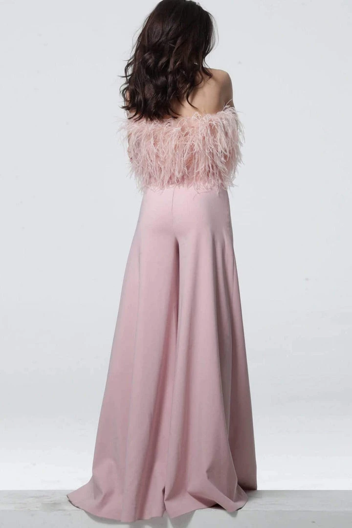 Jovani - 1542 Feathered Strapless Jumpsuit 4 Jovani - 1542 Feathered Strapless Jumpsuit