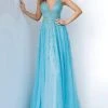 Jovani - 1572 Embellished Deep V-neck A-line Gown