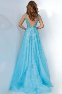 Jovani - 1572 Embellished Deep V-neck A-line Gown