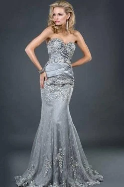 Jovani - 1921 Embellished Sweetheart Silk Long Mermaid Gown