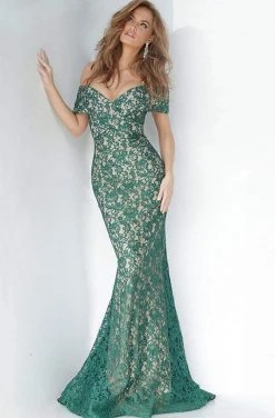 Jovani - 1974 Off-Shoulder Lace Mermaid Dress