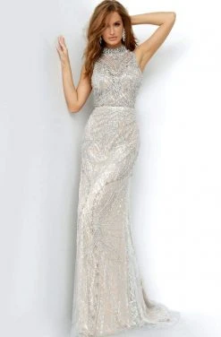 Jovani - 2354 High Neck Bejeweled Sheath Dress