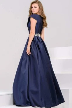 Jovani - 25190 V-neck Beaded Satin Ballgown