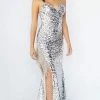 Jovani - 28285 Dangling Stud Slit Animal Print Gown 2 Jovani - 28285 Dangling Stud Slit Animal Print Gown