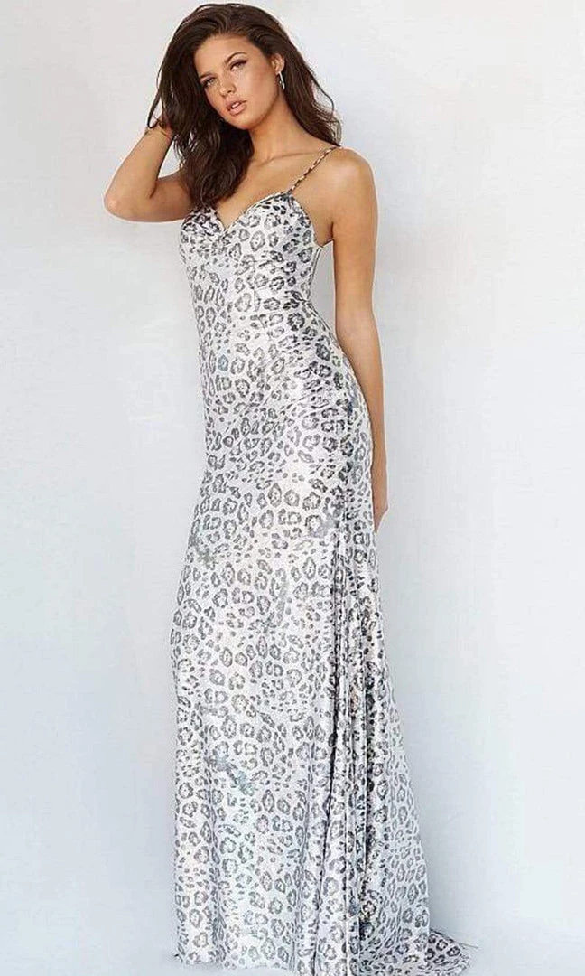 Jovani - 28285 Dangling Stud Slit Animal Print Gown 5 Jovani - 28285 Dangling Stud Slit Animal Print Gown