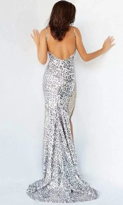 Jovani - 28285 Dangling Stud Slit Animal Print Gown 6 Jovani - 28285 Dangling Stud Slit Animal Print Gown