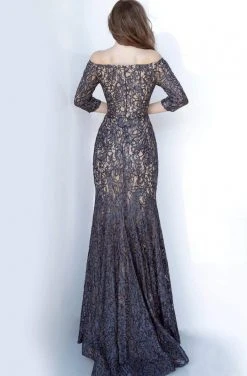 Jovani - 2900 Off-Shoulder Beaded Lace Trumpet Dress