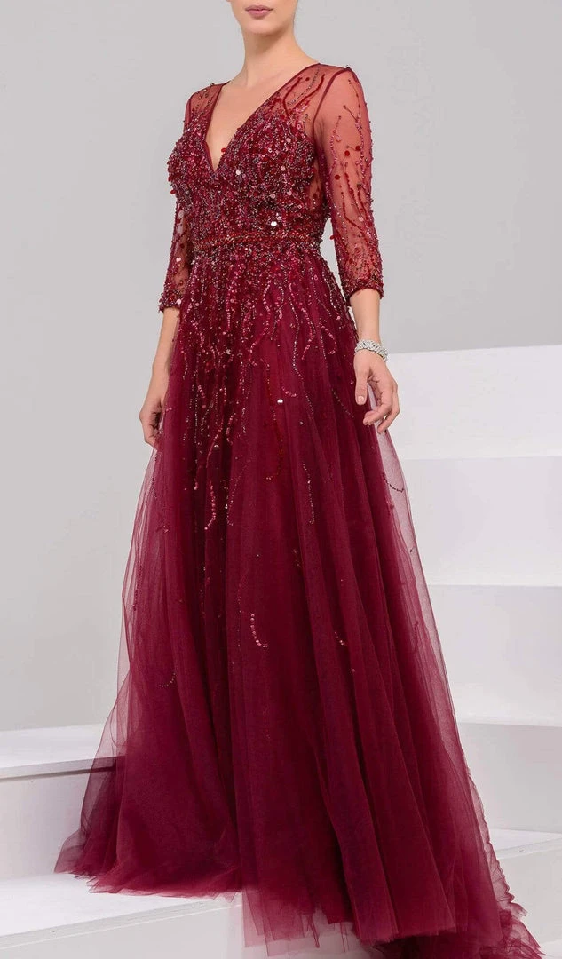 Jovani - 29084 Quarter Sleeve Ornate Illusion Tulle Gown 5 Jovani - 29084 Quarter Sleeve Ornate Illusion Tulle Gown