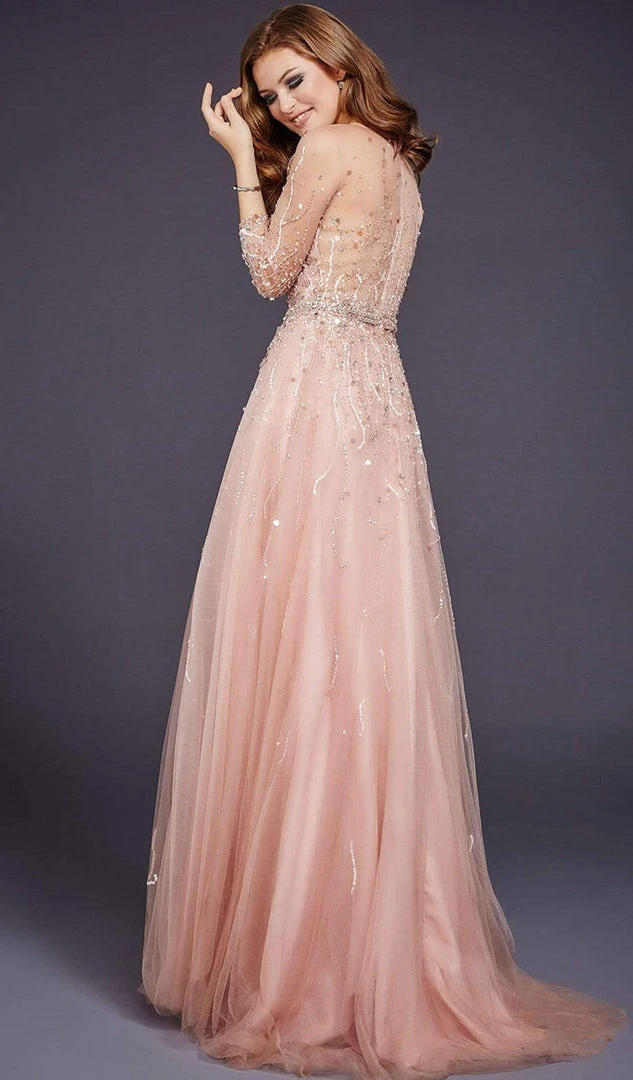 Jovani - 29084 Quarter Sleeve Ornate Illusion Tulle Gown 4 Jovani - 29084 Quarter Sleeve Ornate Illusion Tulle Gown