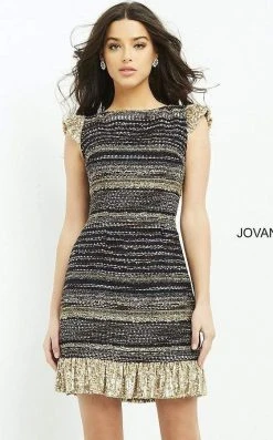 Jovani - 2920 Bateau Glitter Sheath Mini Dress 15 Jovani - 2920 Bateau Glitter Sheath Mini Dress