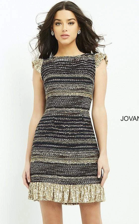 Jovani - 2920 Bateau Glitter Sheath Mini Dress 8 Jovani - 2920 Bateau Glitter Sheath Mini Dress