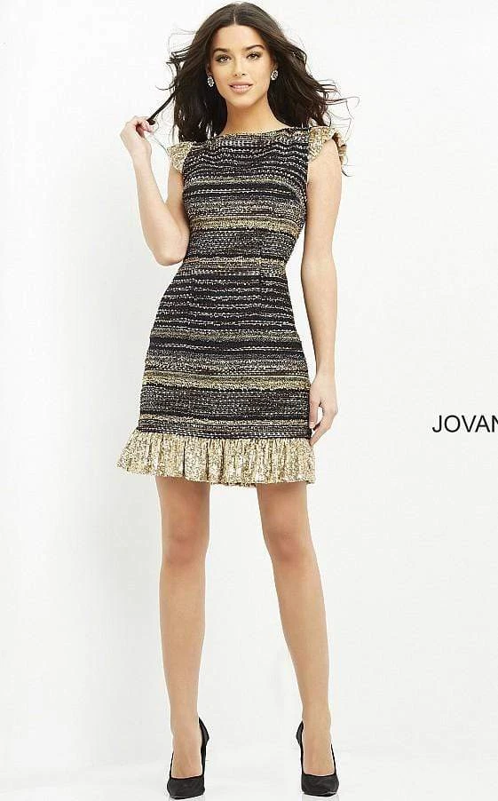 Jovani - 2920 Bateau Glitter Sheath Mini Dress 9 Jovani - 2920 Bateau Glitter Sheath Mini Dress