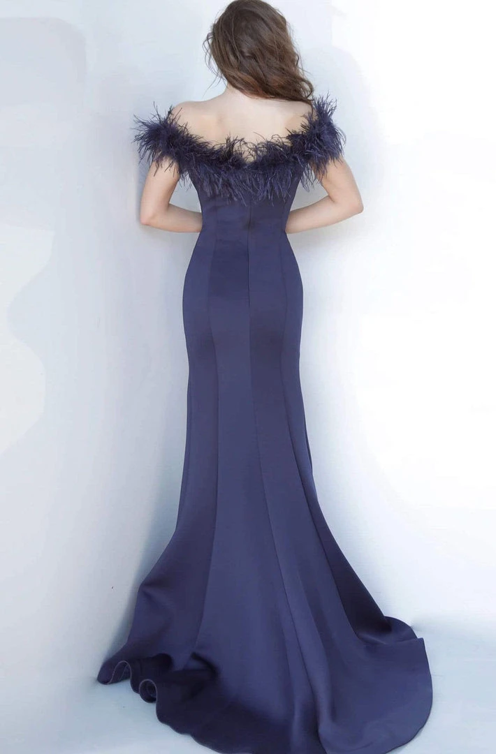 Jovani - 2944 Feathered Off-Shoulder Trumpet Dress 4 Jovani - 2944 Feathered Off-Shoulder Trumpet Dress