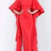 Jovani - 3018 Flutter Cascade Sleeve Long Column Gown 2 Jovani - 3018 Flutter Cascade Sleeve Long Column Gown