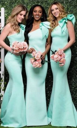 Jovani - 32602 Bow Accented Asymmetrical Mermaid Gown