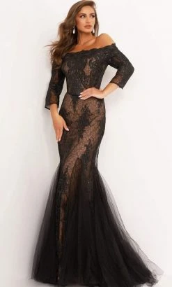 Jovani - 3376 Embellished Off Shoulder Mermaid Dress 8 Jovani - 3376 Embellished Off Shoulder Mermaid Dress