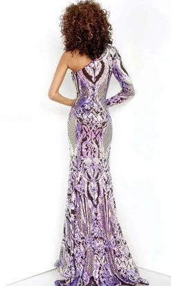 Jovani 3477 - Sequined Asymmetric Prom Gown