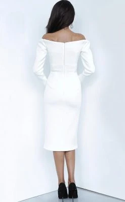 Jovani - 3570 Off-Shoulder Long Sleeves Dress