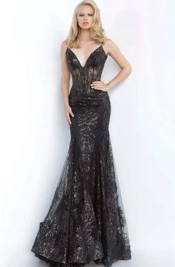 Jovani - 3675 Sequined Illusion Corset Mermaid Gown