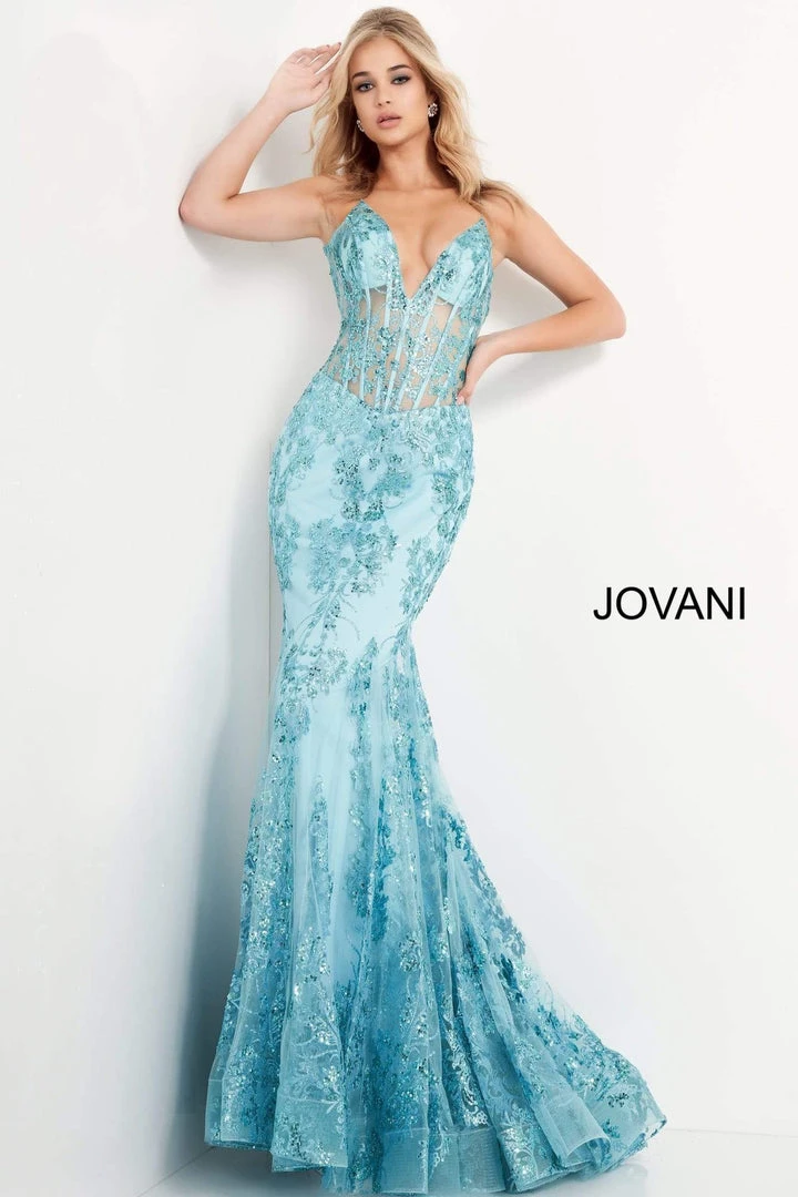 Jovani - 3675 Sequined Illusion Corset Mermaid Gown 15 Jovani - 3675 Sequined Illusion Corset Mermaid Gown