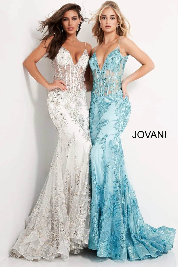 Jovani - 3675 Sequined Illusion Corset Mermaid Gown 14 Jovani - 3675 Sequined Illusion Corset Mermaid Gown