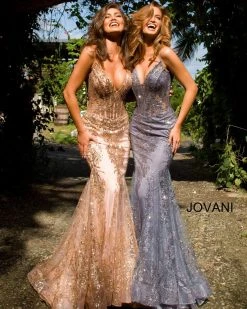 Jovani - 3675 Sequined Illusion Corset Mermaid Gown 34 Jovani - 3675 Sequined Illusion Corset Mermaid Gown
