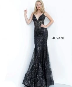Jovani - 3675 Sequined Illusion Corset Mermaid Gown 35 Jovani - 3675 Sequined Illusion Corset Mermaid Gown