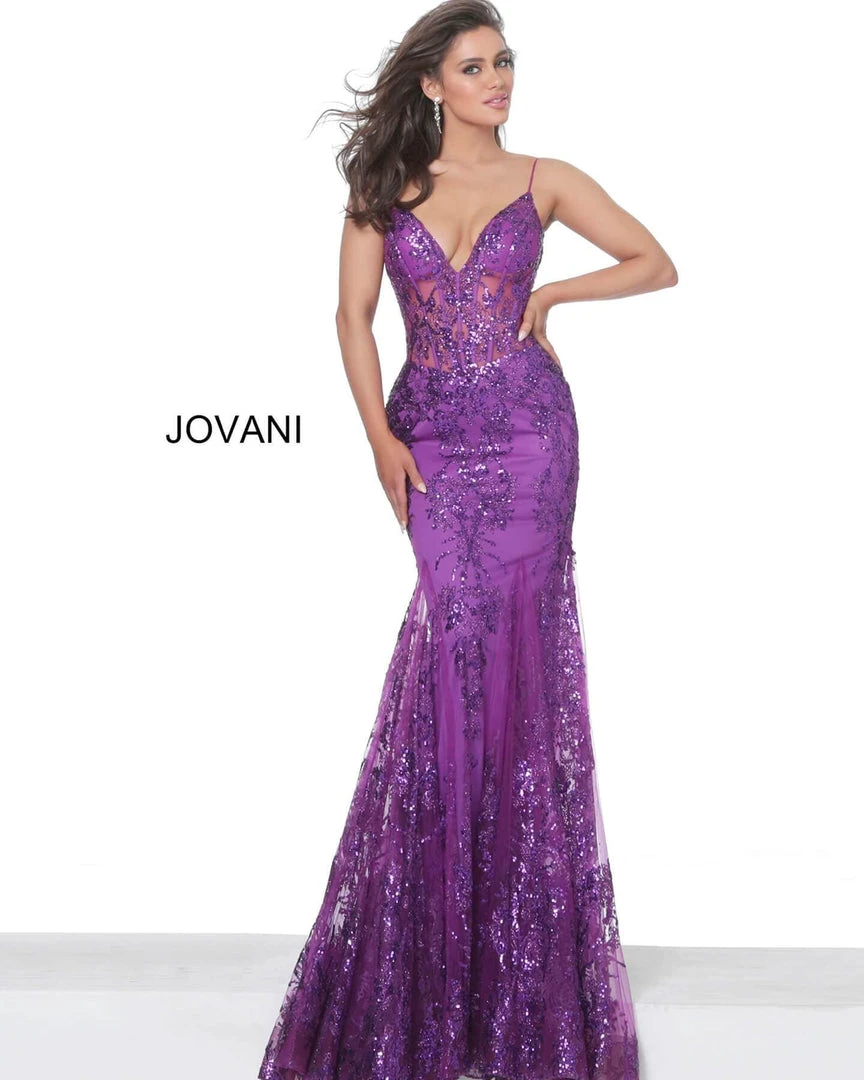 Jovani - 3675 Sequined Illusion Corset Mermaid Gown 24 Jovani - 3675 Sequined Illusion Corset Mermaid Gown