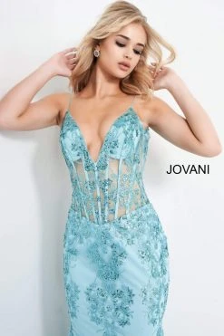 Jovani - 3675 Sequined Illusion Corset Mermaid Gown 40 Jovani - 3675 Sequined Illusion Corset Mermaid Gown