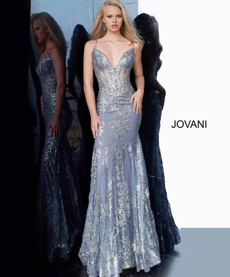 Jovani - 3675 Sequined Illusion Corset Mermaid Gown 13 Jovani - 3675 Sequined Illusion Corset Mermaid Gown