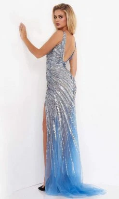 Jovani - 3686 Plunging Linear Beaded High Slit Gown 11 Jovani - 3686 Plunging Linear Beaded High Slit Gown