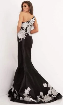 Jovani - 3918 Floral One Shoulder Mermaid Dress