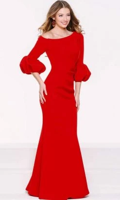 Jovani - 39739 Asymmetrical Pleat Detailed Trumpet Gown