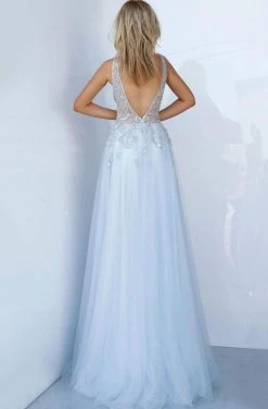 Jovani - 4019 Bead Embellished Plunging V-Neck Gown