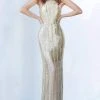 Jovani - 4076 Halter Fringe Beaded Sheath Dress
