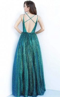 Jovani - 4198 Glitter Plunging V-Neck Ballgown 6 Jovani - 4198 Glitter Plunging V-Neck Ballgown