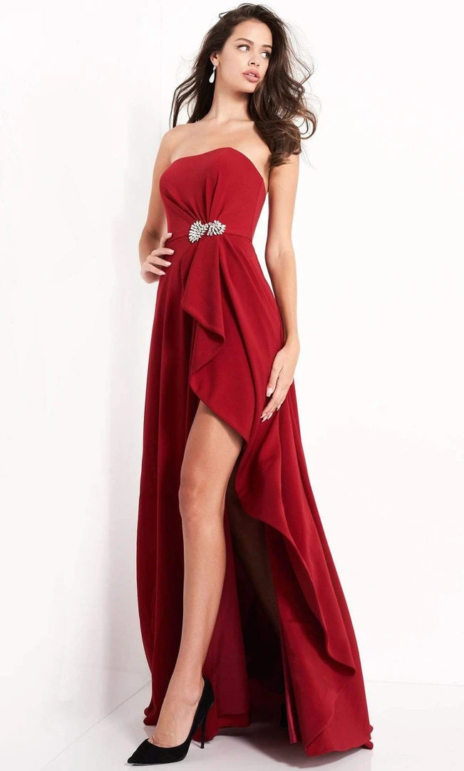 Jovani - 4517 Strapless Jewel Accent High Slit A-Line Evening Dress 5 Jovani - 4517 Strapless Jewel Accent High Slit A-Line Evening Dress
