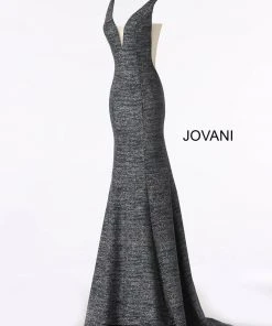 Jovani 45811 V-Neckline Prom Dress With Nude Cut-Outs