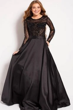 Jovani - 46066 Stone Embellished Long Sleeves Ballgown