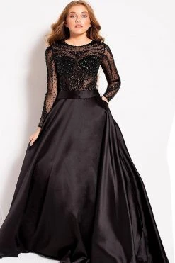 Jovani - 46066 Stone Embellished Long Sleeves Ballgown