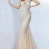 Jovani - 4741 Beaded Tulle Deep V-neck Trumpet Dress 1 Jovani - 4741 Beaded Tulle Deep V-neck Trumpet Dress