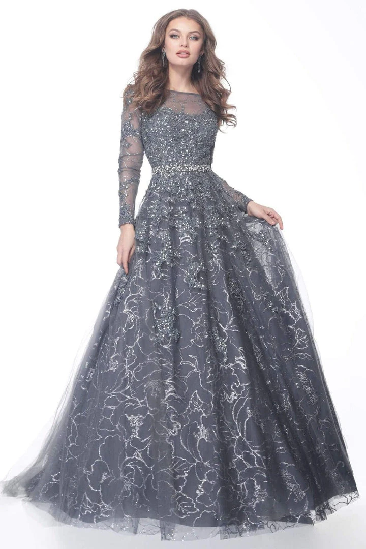 Jovani - 51838 Embroidered Long Sleeve Bateau Ballgown 3 Jovani - 51838 Embroidered Long Sleeve Bateau Ballgown