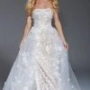 Jovani - 55616 Floral Applique Straight Across Neck Ballgown