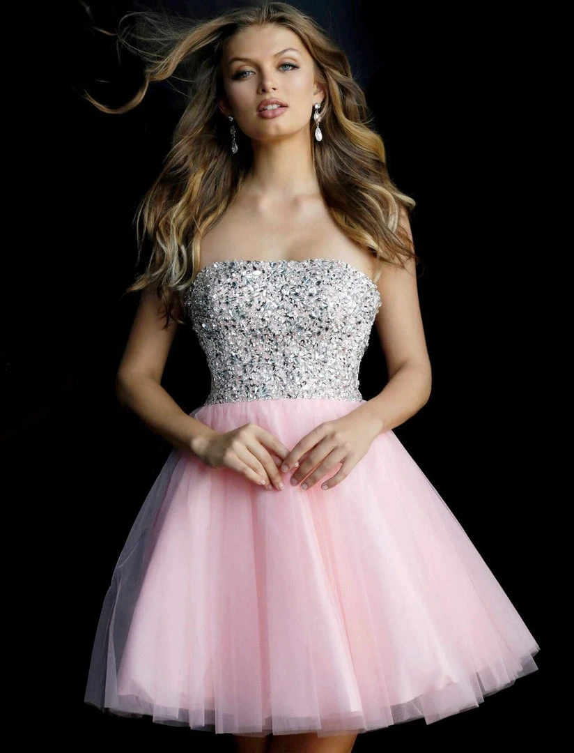 Jovani - 58470 Bead Studded Strapless Top Fit And Flare Cocktail Dress 3 Jovani - 58470 Bead Studded Strapless Top Fit And Flare Cocktail Dress